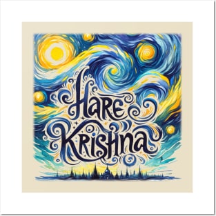 Starry Night Hare Krishna Posters and Art